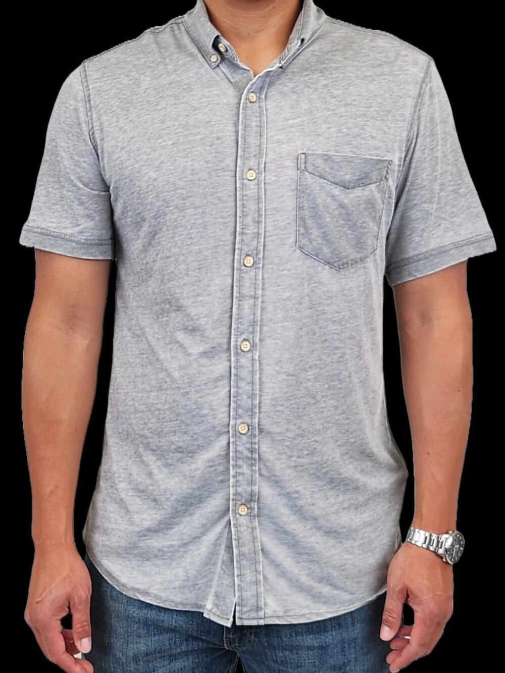 Surfside Supply Grey Burnout Knit Short Sleeve Vintage Shirt With Front Pocket